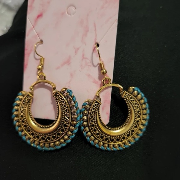 Sphere Carved Metal Statement Earrings Bohemian Vibe - Picture 6 of 13